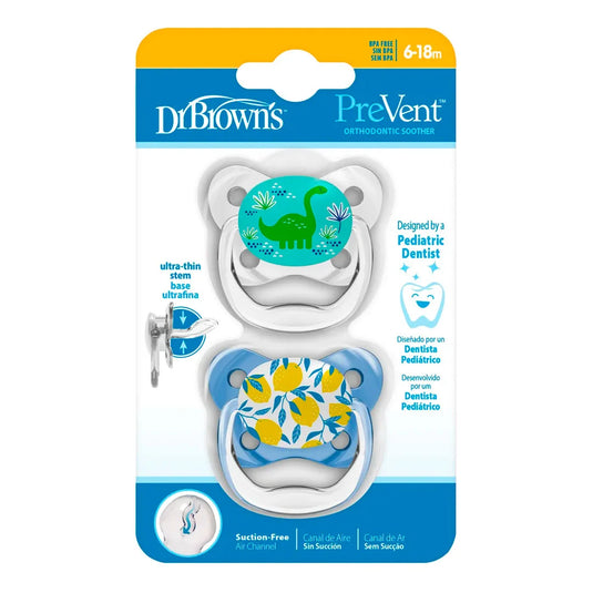 Chupas PreVent x2 Dinosaurio / Limones 6 - 18m - Dr Brown's