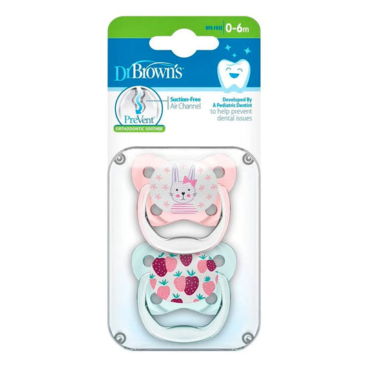 Chupas PreVent x2 Conejo / Fresas 0 - 6m - Dr Brown's