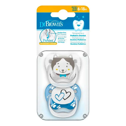 Chupas PreVent x2 Perrito / Corazones 6 - 18m - Dr Brown's