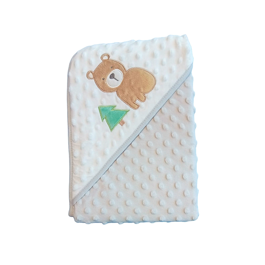 Cobija bordada con capucha, hipoalergénica y con textura de puntos - Bebe Comfort