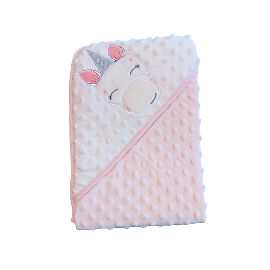 Cobija bordada con capucha, hipoalergénica y con textura de puntos - Bebe Comfort
