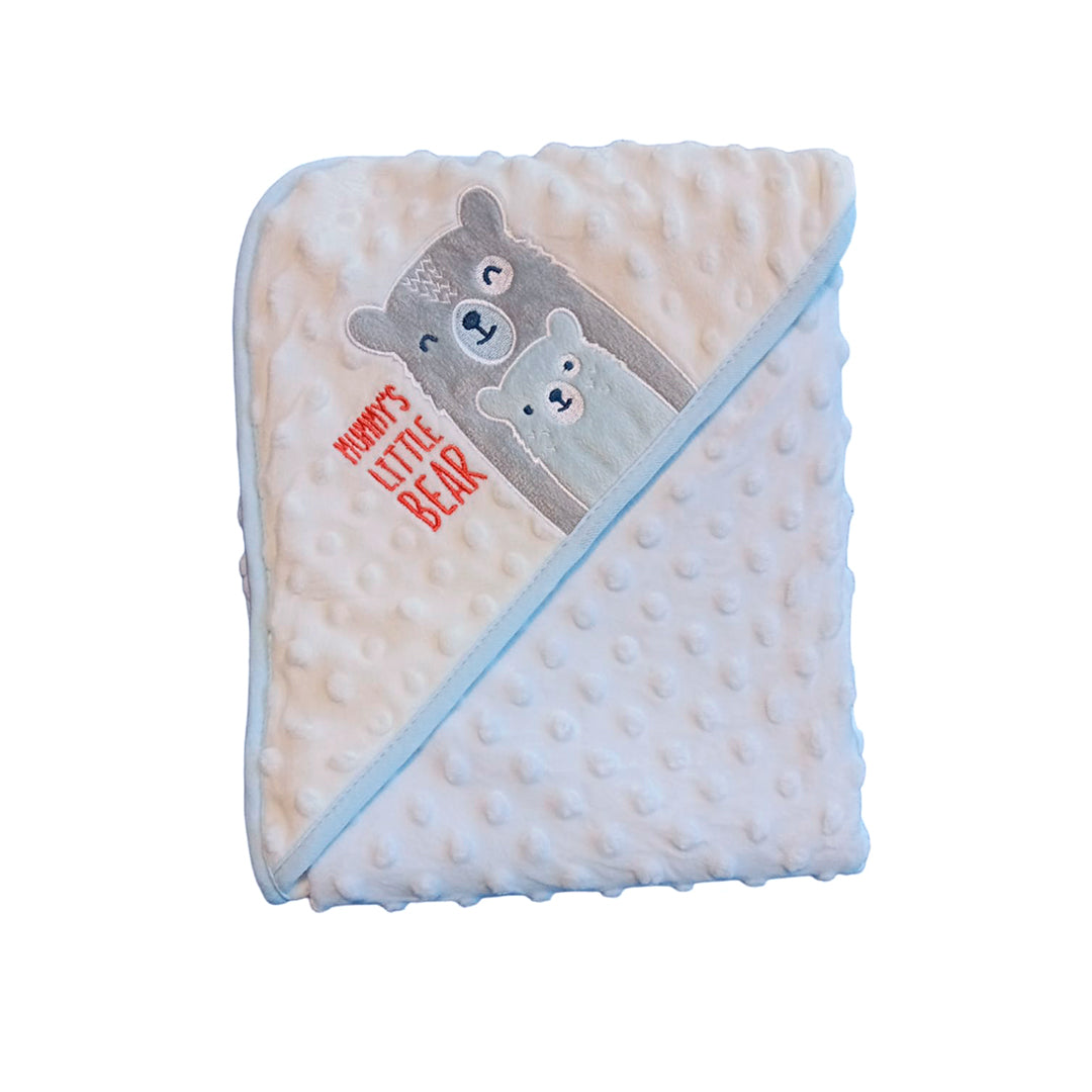 Cobija bordada con capucha, hipoalergénica y con textura de puntos - Bebe Comfort