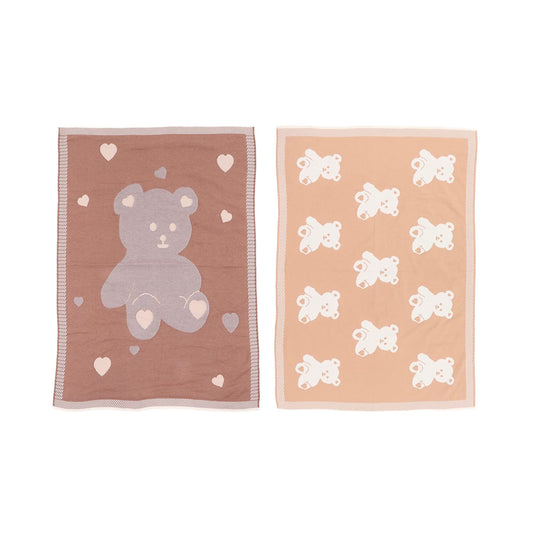 Cobija de Osito para bebé, manta de punto de algodón tejido con poliéster de alta calidad, ligera, suave, transpirable, multifuncional ideal para el coche y la cuna