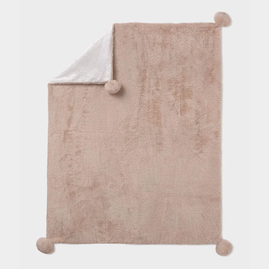 Manta ovejera con pompones para bebé, de gran suavidad, con la que tu bebé se sentirá abrigado y protegido en sus momentos de descanso, suave y gustoso tejido exterior de pelo, cálida y confortable - Mayoral