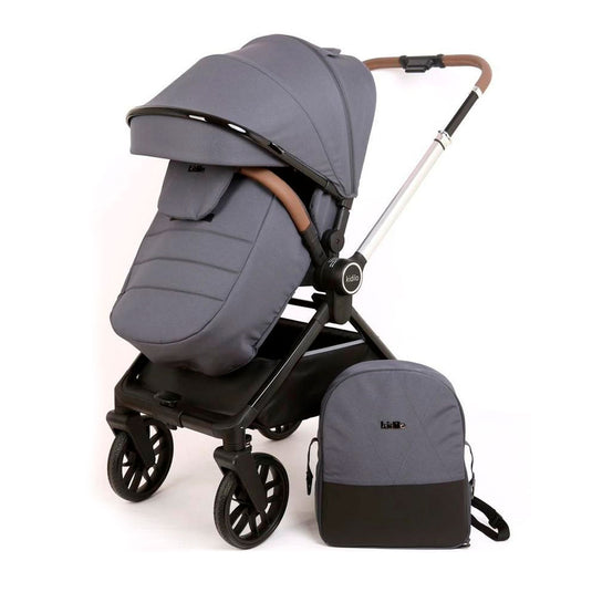 Coche paseador reversible para bebé, con respaldo ajustable, toldo en varias secciones adaptable, sistema de plegado compacto e incluye pañalera - Kidilo