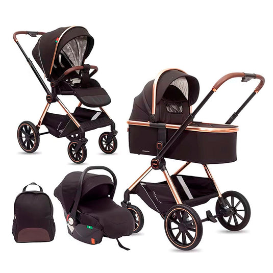 Coche moisés Z1 3en1 con portabebés y pañalera, con posiciones ajustables, de fácil plegado, pañalera a juego con el coche, hecho en material resistente con detalles de lujo - Kidilo