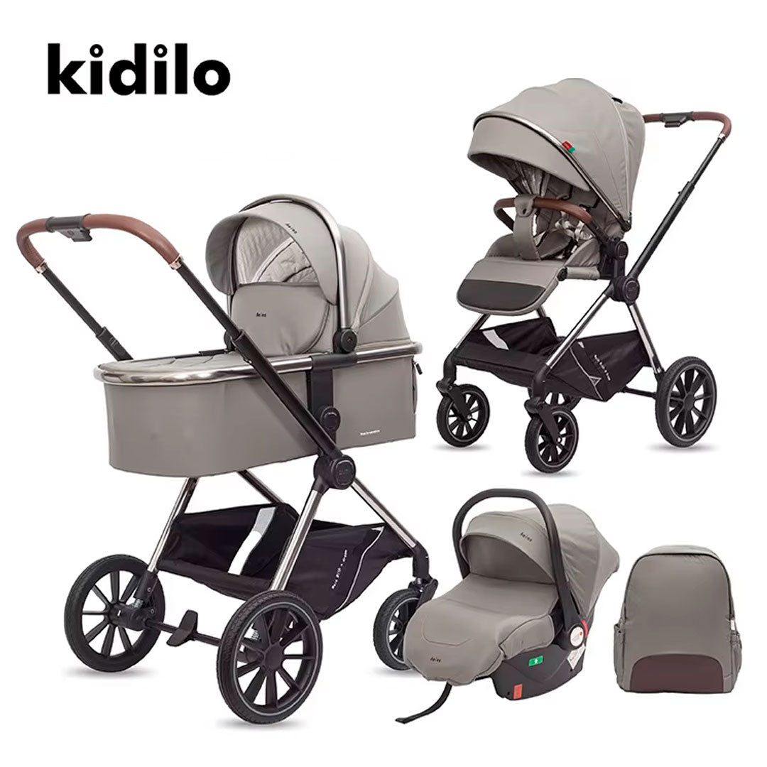 Coche moisés Z1 3en1 con portabebés y pañalera, con posiciones ajustables, de fácil plegado, pañalera a juego con el coche, hecho en material resistente con detalles de lujo - Kidilo