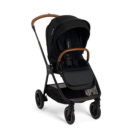 Coche estilo paseador TRIV™ next para bebé, con espaldar ajustable, arnés de seguridad de 5 puntos, barra de empuje ajustable y detalles en cuero ecológico - Nuna