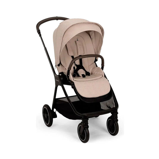 Coche estilo paseador TRIV™ next para bebé, con espaldar ajustable, arnés de seguridad de 5 puntos, barra de empuje ajustable y detalles en cuero ecológico - Nuna