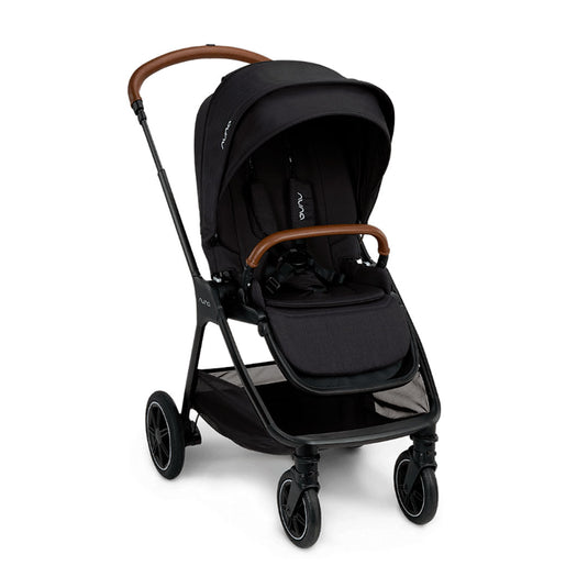 Coche estilo paseador TRIV™ next para bebé, con espaldar ajustable, arnés de seguridad de 5 puntos, barra de empuje ajustable y detalles en cuero ecológico - Nuna
