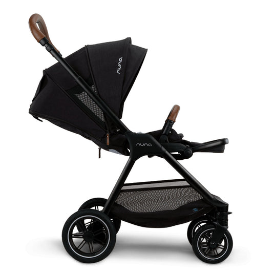 Coche estilo paseador TRIV™ next para bebé, con espaldar ajustable, arnés de seguridad de 5 puntos, barra de empuje ajustable y detalles en cuero ecológico - Nuna