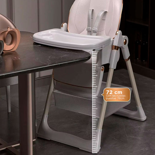 Silla comedor alta multifuncional para bebé, de altura y bandeja ajustable, con sistema de plegado para fácil guardado, cómoda, hecha de materiales resistentes
