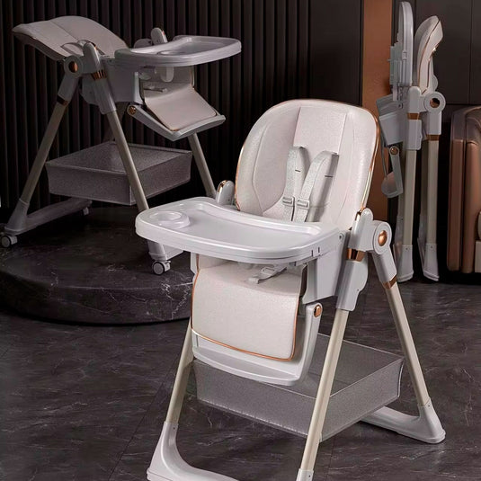 Silla comedor alta multifuncional para bebé, de altura y bandeja ajustable, con sistema de plegado para fácil guardado, cómoda, hecha de materiales resistentes