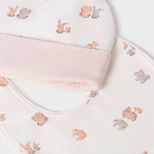 Conjunto 3pz con pijama y gorro para bebé, pijama de manga larga para bebé, diseño con pies, cuello cruzado y abertura lateral con botones a presión, diseño estampado y dulce gorro - Mayoral