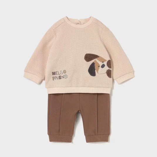 Conjunto 2pz con buzo manga larga y pantalón para bebé, cuello redondo, botones a presión en el hombro para facilitar la puesta de la prenda, Pantalón largo deportivo de gran confort, cinturilla elástica - Mayoral