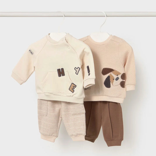 Conjunto 2pz con buzo manga larga y pantalón para bebé, cuello redondo, botones a presión en el hombro para facilitar la puesta de la prenda, Pantalón largo deportivo de gran confort, cinturilla elástica - Mayoral