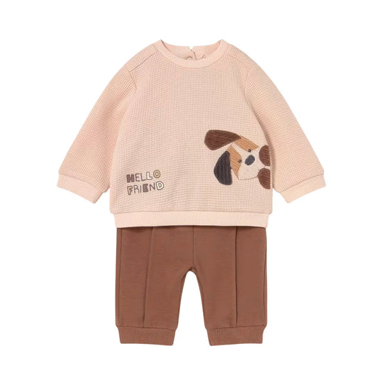 Conjunto 2pz con buzo manga larga y pantalón para bebé, cuello redondo, botones a presión en el hombro para facilitar la puesta de la prenda, Pantalón largo deportivo de gran confort, cinturilla elástica - Mayoral