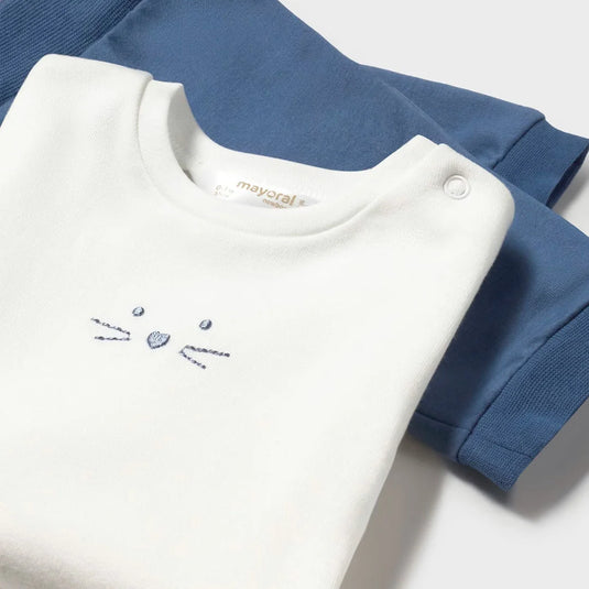 Conjunto de 3pz con buzo estampado de conejitos, cuello bomber, cierre central delantero con cremallera, pantalón con cinturilla elástica, camiseta de manga larga con cuello redondo - Mayoral