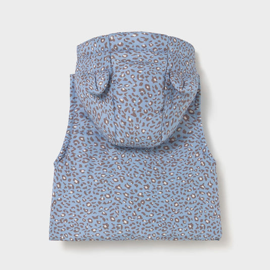 Conjunto 3pz con chaleco leopardo azul, sudadera de manga larga, cuello con capucha, adorno de orejitas, cuello redondo con diseño adorno estampado - Mayoral