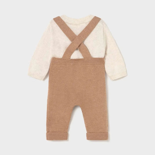Conjunto 2pz diseño tejido con overall para bebé, manga larga, cuello redondo, cierre con botones en el cuello para facilitar el ajuste, cálido tejido elegante y sofisticado, diseño con tirantes, bolsillo funcional en la parte delantera - Mayoral