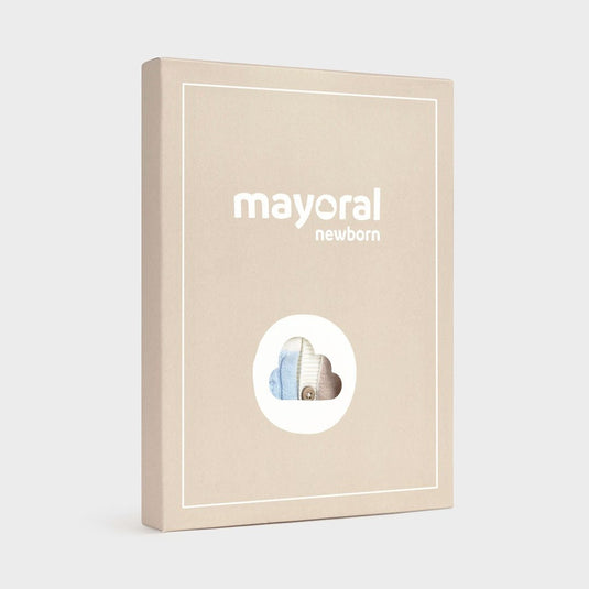 Conjunto 3 piezas con Overall tejido para recién nacido, tipo cárdigan de manga larga, cuello redondo, cierre con botones a presión en la entrepierna para facilitar la puesta- Mayoral