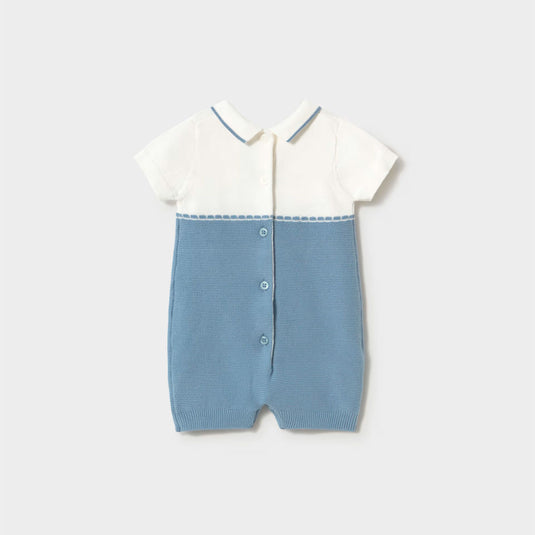 Mameluco tejido color blanco y azul para bebé - Mayoral