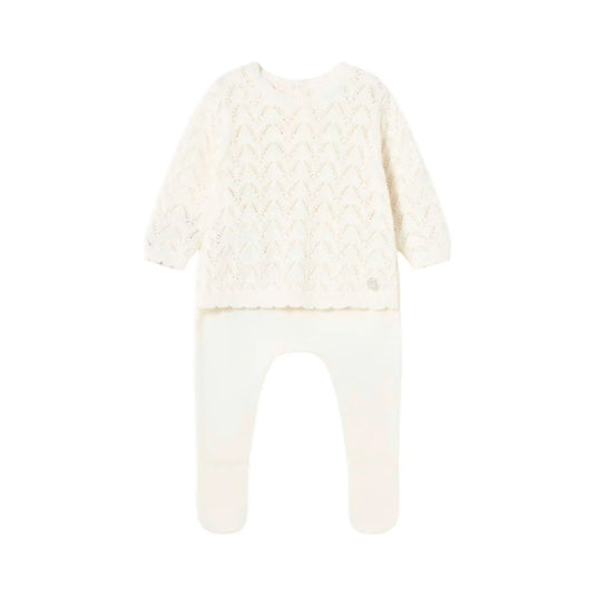 Conjunto tejido 2pz beige para bebé recién nacido - Mayoral