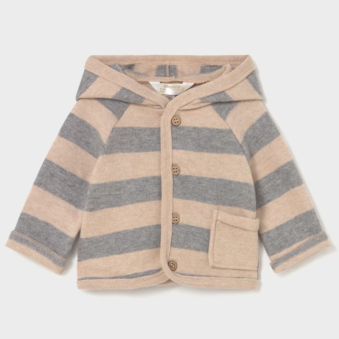 Conjunto de 3pz con diseño de zorrito para recién nacido, sudadera de manga larga, cierre con botones en la parte delantera, bolsillo en la parte delantera, camiseta de manga larga, pantalón con cinturilla elástica con cordón - Mayoral