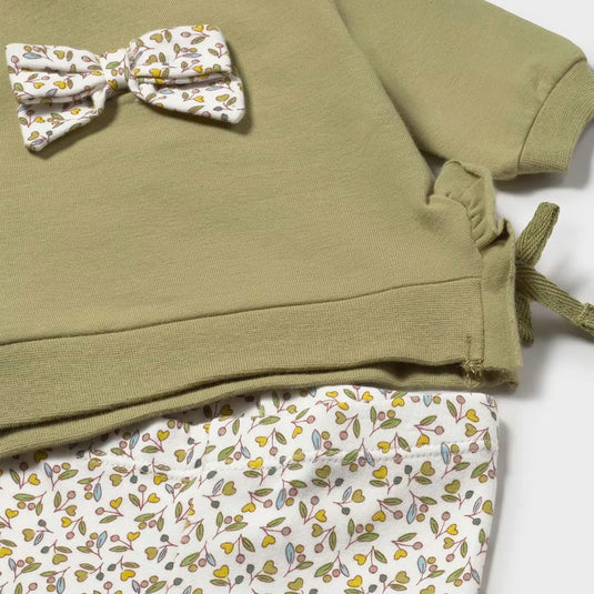 Conjunto 2pz de blusa con pantalon diseño estampado, cuello redondo, cierre con botones a presión en la parte posterior, pantalón tipo legging para recién nacida - Mayoral