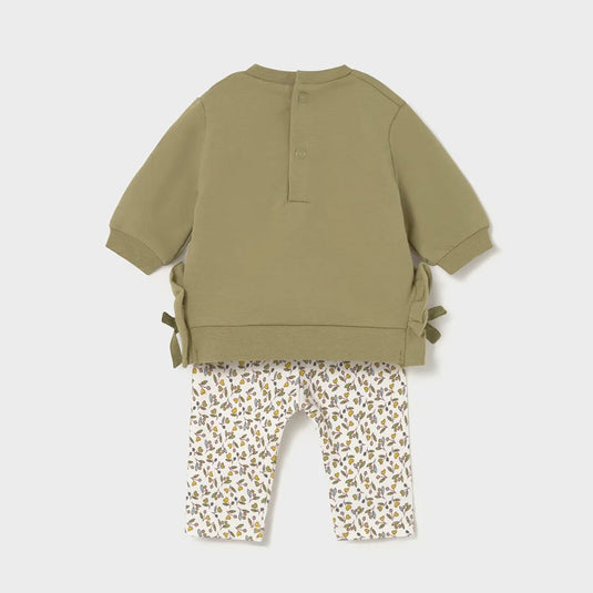Conjunto 2pz de blusa con pantalon diseño estampado, cuello redondo, cierre con botones a presión en la parte posterior, pantalón tipo legging para recién nacida - Mayoral
