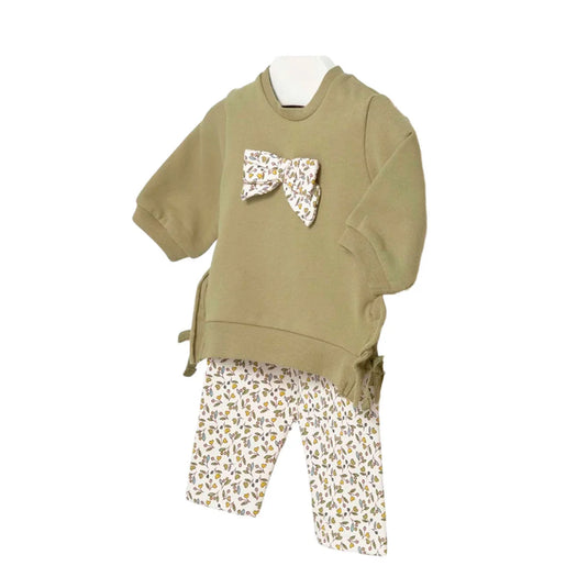 Conjunto 2pz de blusa con pantalon diseño estampado, cuello redondo, cierre con botones a presión en la parte posterior, pantalón tipo legging para recién nacida - Mayoral