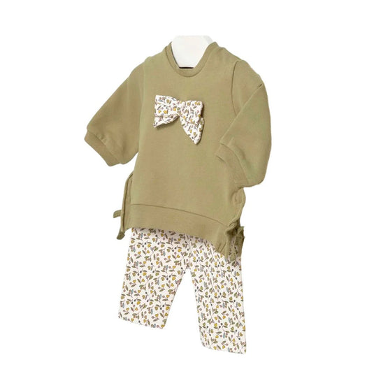Conjunto 2pz de blusa con pantalon diseño estampado, cuello redondo, cierre con botones a presión en la parte posterior, pantalón tipo legging para recién nacida - Mayoral