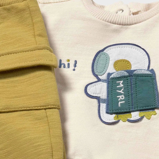 Conjunto 2pz con sudadera manga larga y pantalón para bebé, cuello redondo, botones a presión en el hombro para facilitar la puesta de la prenda, pantalón largo deportivo de gran confort, cinturilla elástica - Mayoral