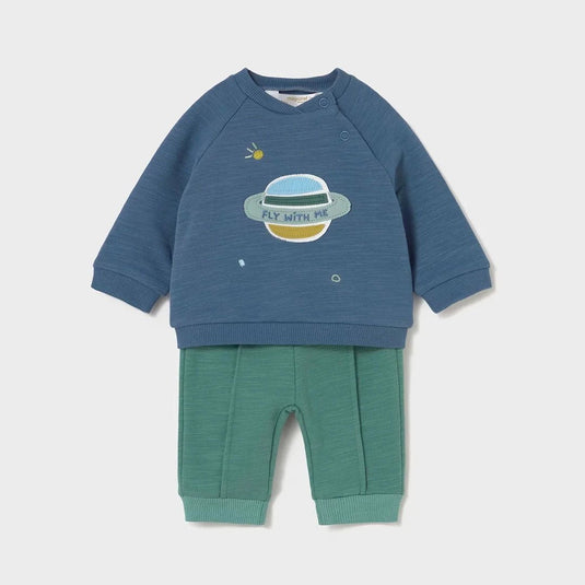 Conjunto 2pz con sudadera manga larga y pantalón para bebé, cuello redondo, botones a presión en el hombro para facilitar la puesta de la prenda, pantalón largo deportivo de gran confort, cinturilla elástica - Mayoral
