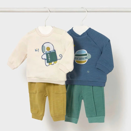 Conjunto 2pz con sudadera manga larga y pantalón para bebé, cuello redondo, botones a presión en el hombro para facilitar la puesta de la prenda, pantalón largo deportivo de gran confort, cinturilla elástica - Mayoral
