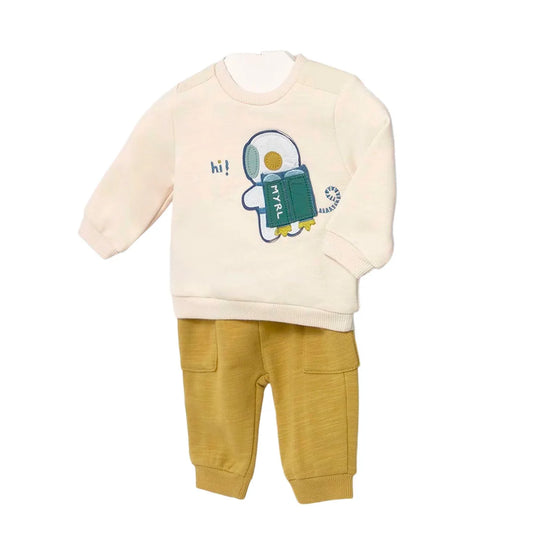 Conjunto 2pz con sudadera manga larga y pantalón para bebé, cuello redondo, botones a presión en el hombro para facilitar la puesta de la prenda, pantalón largo deportivo de gran confort, cinturilla elástica - Mayoral