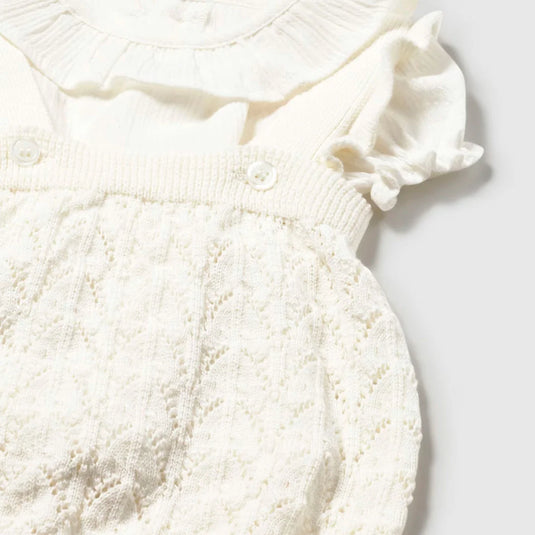 Conjunto Overall tejido bordado con blusa bolero - Mayoral