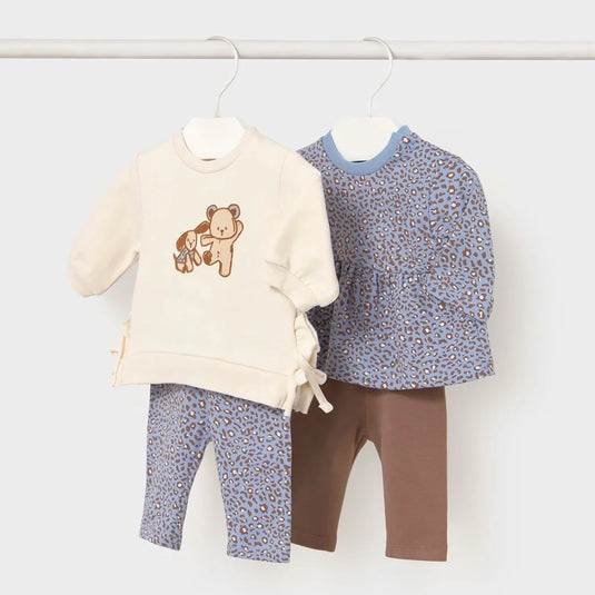 Conjunto de 2pz de sudadera y leggins para bebé, manga larga con cuello redondo, cierre con botones a presión en la parte posterior, pantalón tipo legging con cinturilla elástica - Mayoral