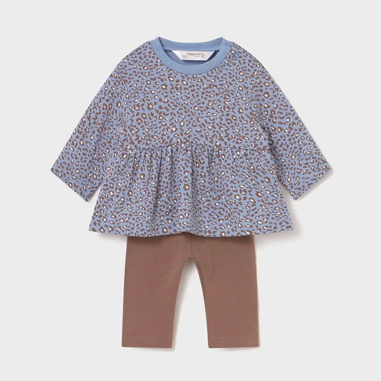 Conjunto de 2pz de sudadera y leggins para bebé, manga larga con cuello redondo, cierre con botones a presión en la parte posterior, pantalón tipo legging con cinturilla elástica - Mayoral