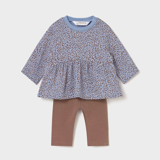 Conjunto de 2pz de sudadera y leggins para bebé, manga larga con cuello redondo, cierre con botones a presión en la parte posterior, pantalón tipo legging con cinturilla elástica - Mayoral