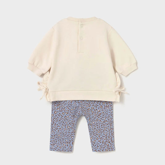 Conjunto de 2pz de sudadera y leggins para bebé, manga larga con cuello redondo, cierre con botones a presión en la parte posterior, pantalón tipo legging con cinturilla elástica - Mayoral