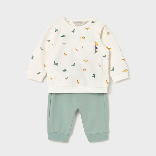 Conjunto 2pz buzo manga larga diseño dinosaurios, sudadera de manga larga, cuello redondo, pantalón largo deportivo para gran confort, cinturilla elástica - Mayoral