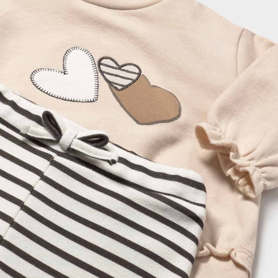 Conjunto de sudadera y pantalón largo para recién nacida, Sudadera de manga larga para recién nacida, cuello redondo, botones a presión en el hombro para facilitar la puesta de la prenda, pantalón tipo legging con cinturilla elástica con cordón - Mayoral
