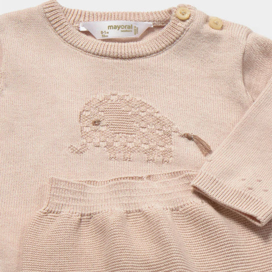 Conjunto tejido café elefante para recién nacido - Mayoral