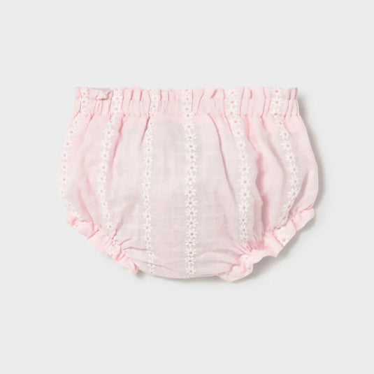 Conjunto buzo tejido rosa y cubrepañal con moño - Mayoral