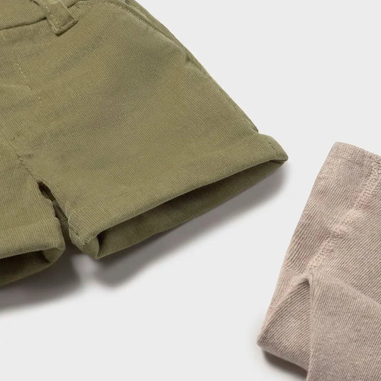 Conjunto short verde, medias y buzo león bordado para bebé, cuello redondo, botones a presión en el hombro para facilitar la puesta, pantalón con cinturilla elástica, bolsillos delanteros decorativos simulados - Mayoral