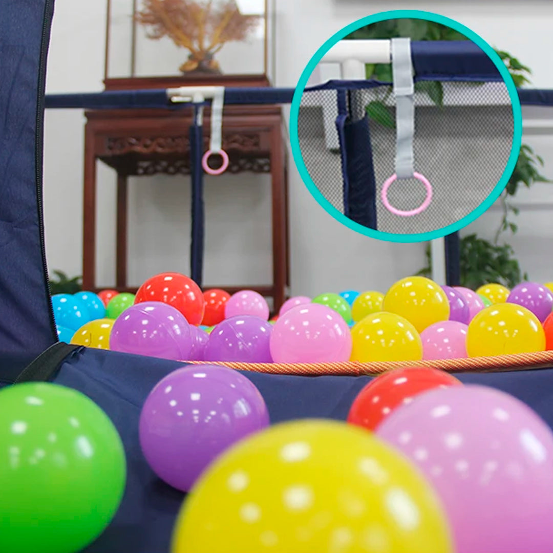 Corral de juegos y centro de actividades multifuncional, Corral de juegos para bebé con aro de baloncesto y arcos de futbol, incluye paquete de pelotitas