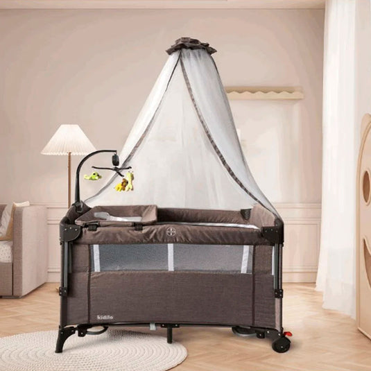 Corral colecho con dos niveles, mosquitero alto, cambiador y maletín de viaje - Kidilo