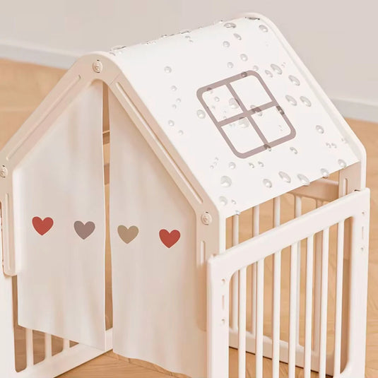 Centro de juego con diseño en corral para bebés, espacio de entretenimiento seguro de gran tamaño, casita tipo tienda, columpio, resbaladero con escalera, organizador para juguetes, hecho en material resistente