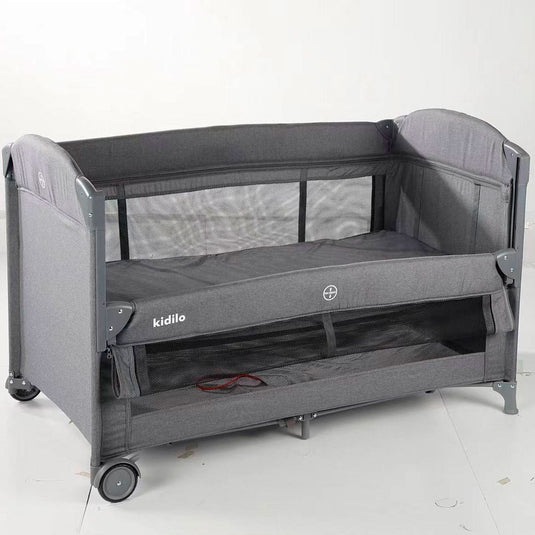 Corral colecho con mosquitero y cambiador, con sistema de plegado, mallas laterales, cambiador ajustable a la estructura, con móvil de peluches - Kidilo